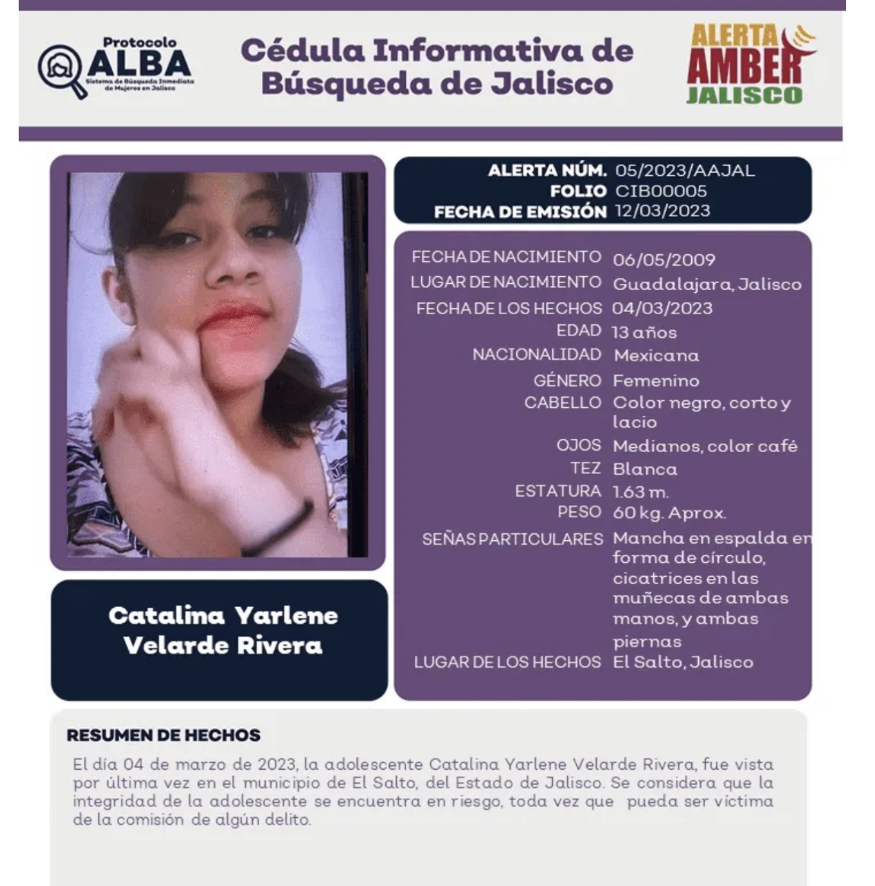 Buscan a Catalina, adolescente desaparecida en El Salto