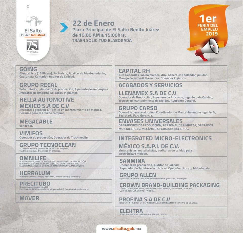 ¿Buscas trabajo? Asiste a la Feria del Empleo de El Salto