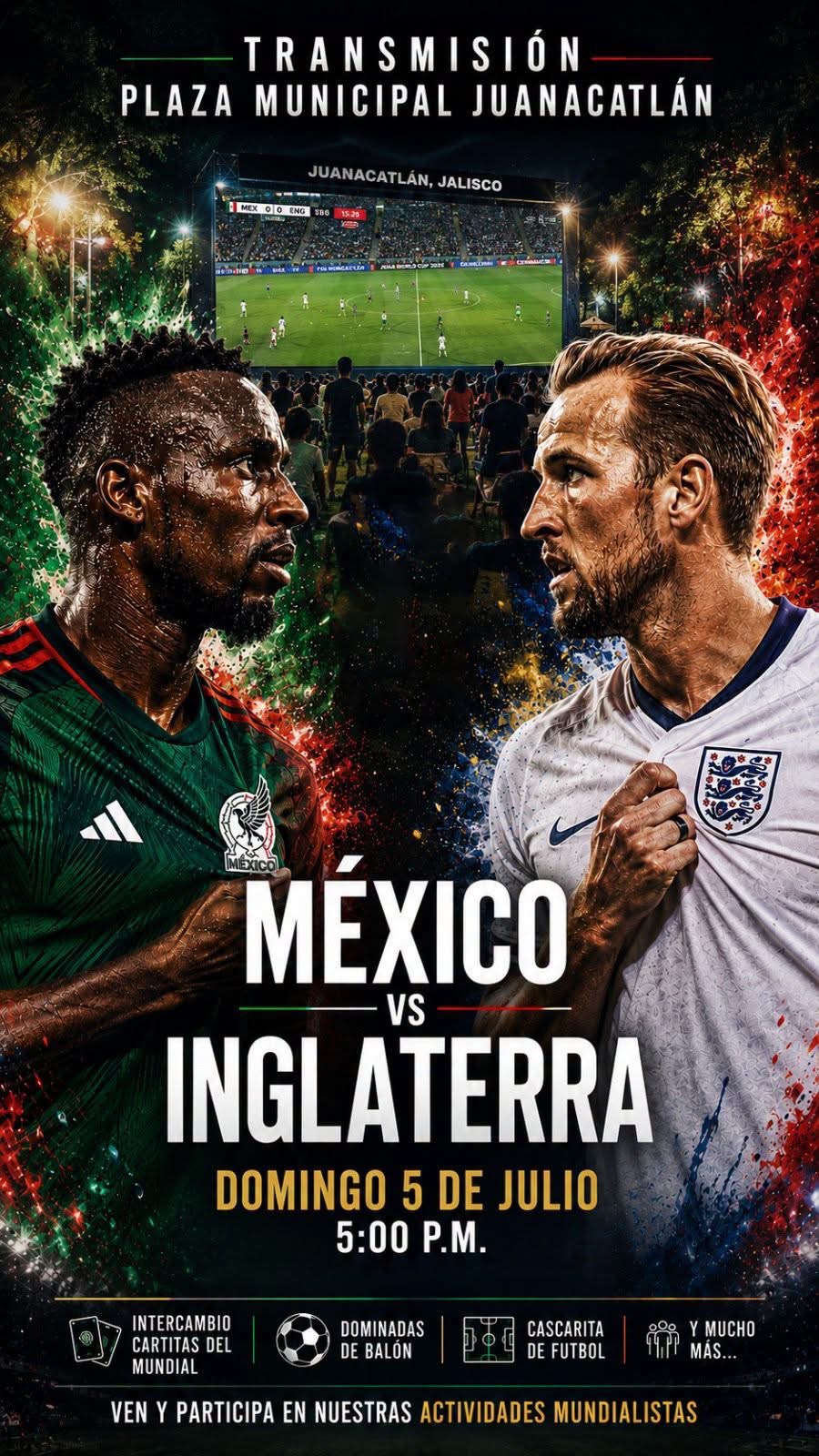 Juanacatlán se viste de verde: preparan fiesta mundialista en la Plaza Principal para el México vs. Inglaterra
