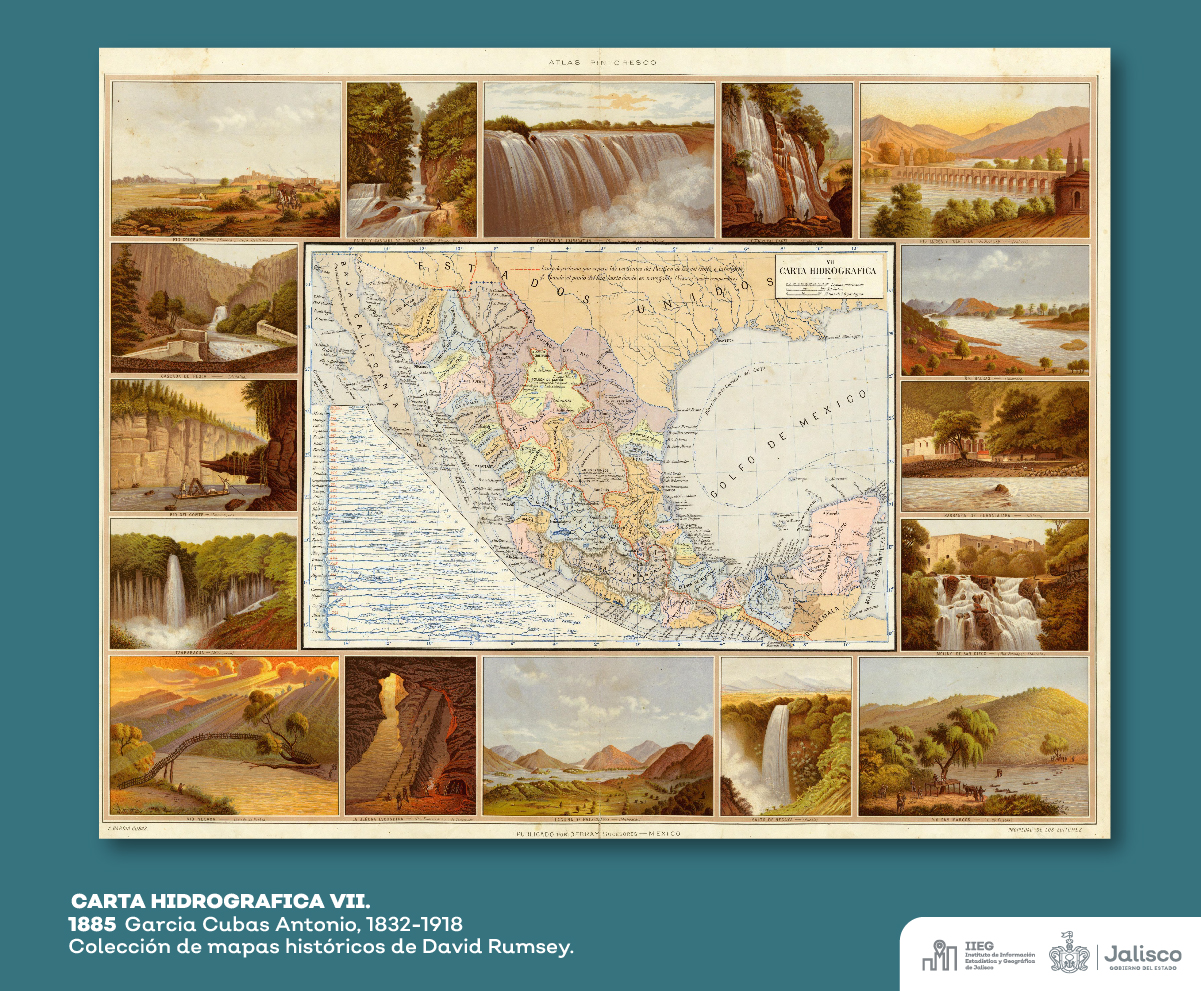 La Carta Hidrográfica de 1885 donde incluyen a la 'Catarata de Juanacatlán'