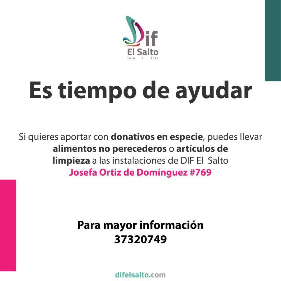 Lanza DIF El Salto campaña #EsTiempoDeAyudar