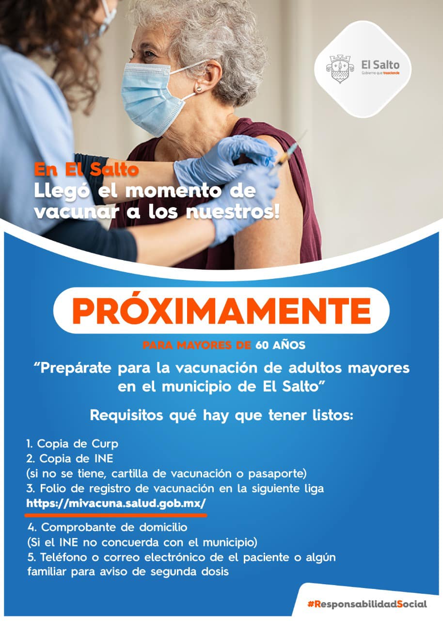 Preparan vacunación en El Salto a mayores de 60 años